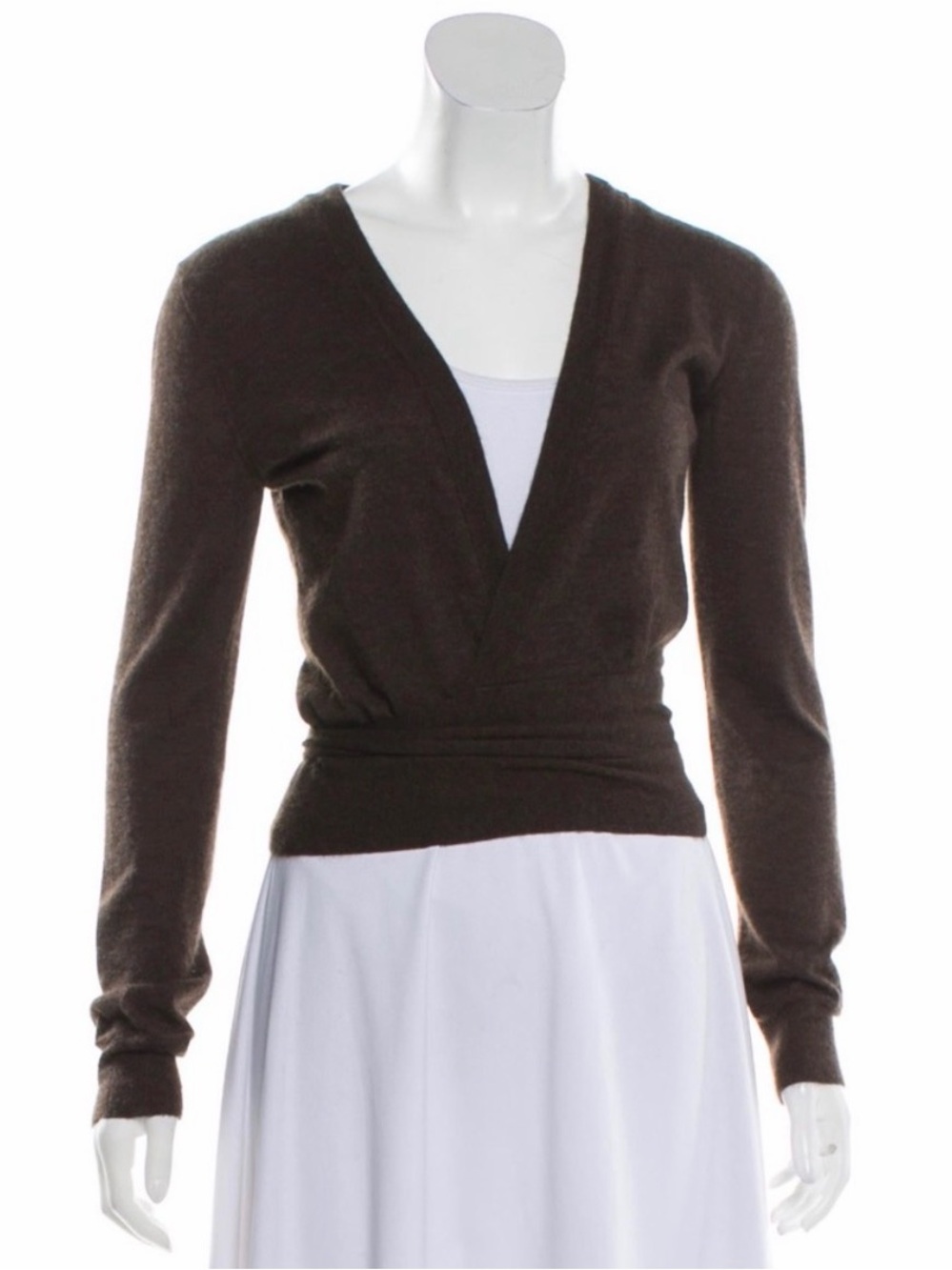 Dolce & Gabbana Chocolate Brown V-Neck Wrap Sweater